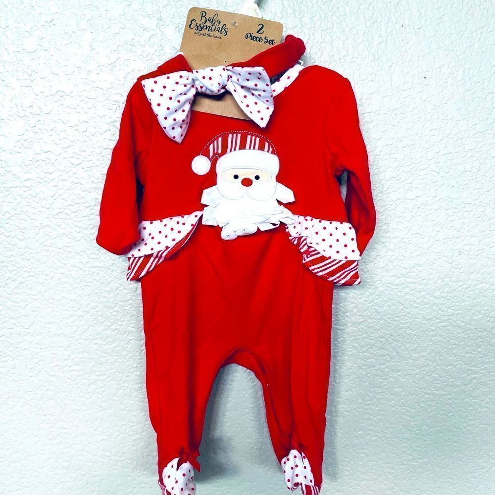 Baby Christmas Onesie Headband 2-pc Holiday Outfit Set
